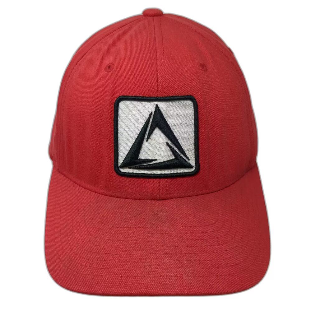 Trixin Baseball Cap Red White XL Fitted Flexfit Embroidered Triangle Logo Hat